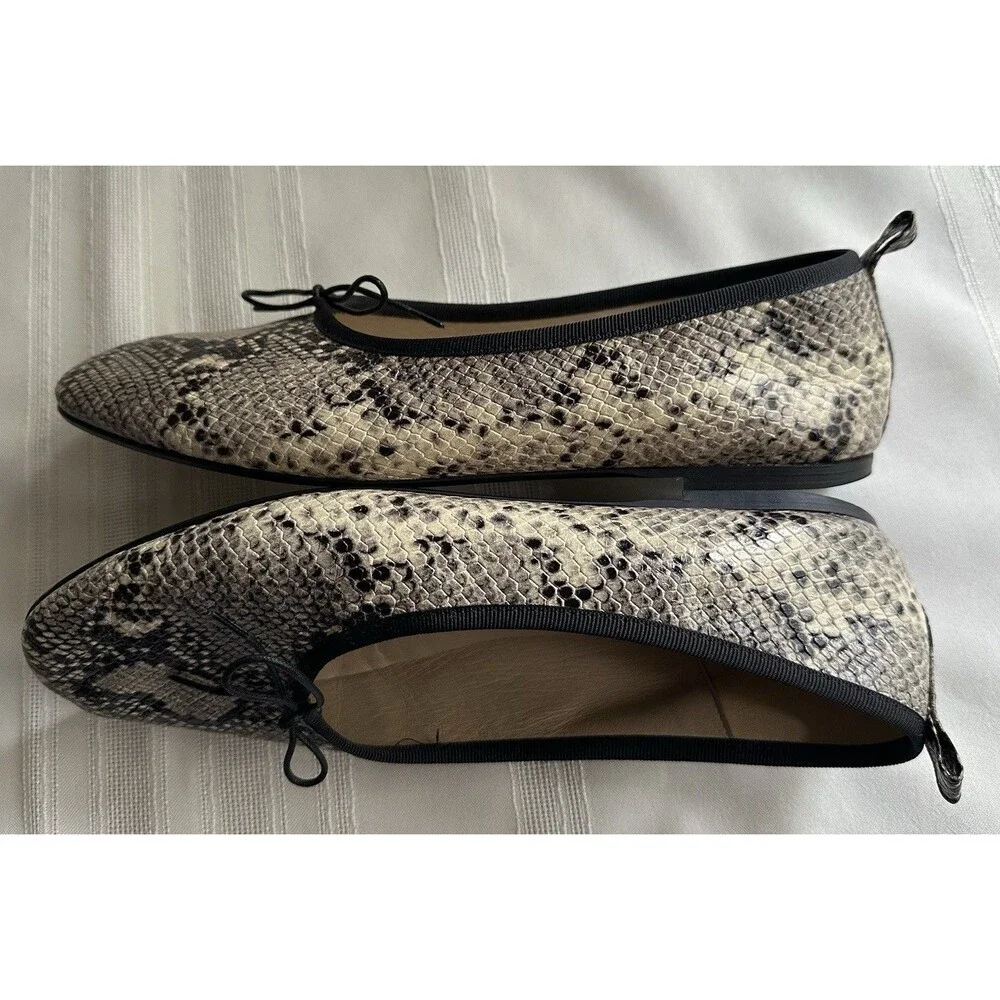 Everlane The Day Ballet Flats Snakeskin Print Leather Slip On Size 10.5 Italy